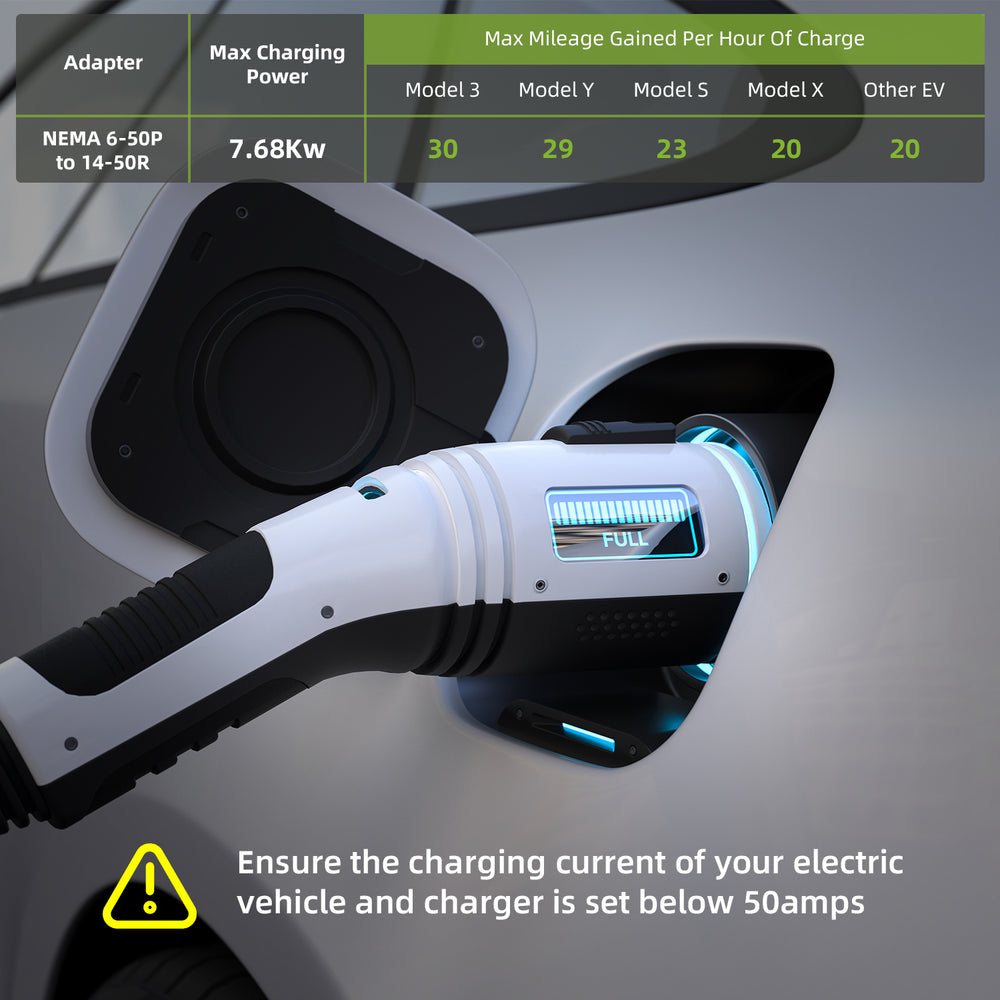 NEMA 6-50P to 14-50R EV Charger Adapter Cord 1.5FT Heavy Duty 8 AWG 125V 250V - portvoi.com