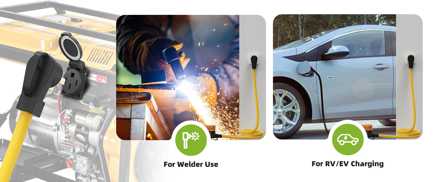 Portvoi NEMA 14-50P to 6-50R Extension Cord Connect Your Welder or EV Charger with Confidence 
