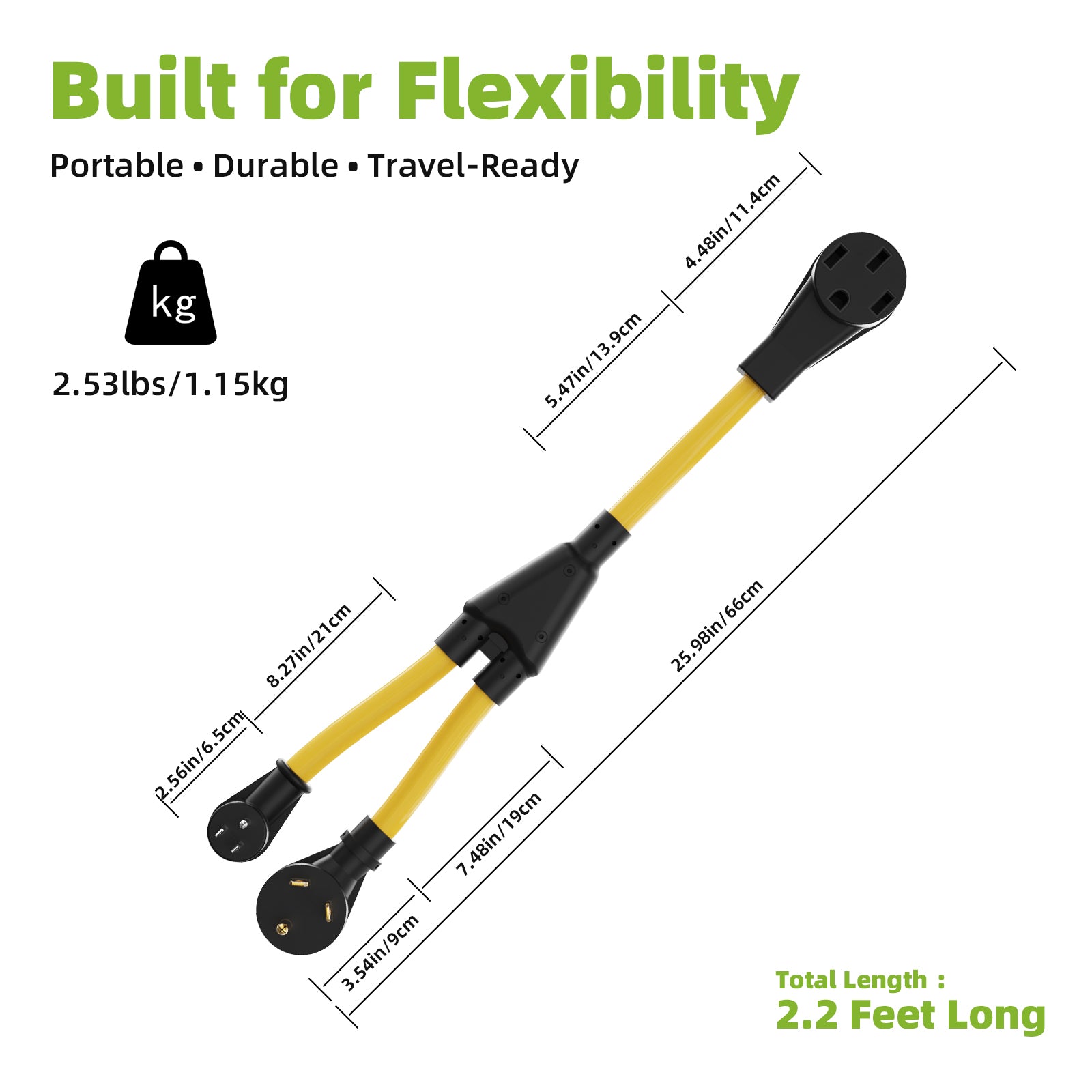 Portvoi 15/30Amp to 50 Amp RV Adapter for Camper NEMA 5-15 & TT-30 to 14-50R For Campground Travel Van Trailer - 3