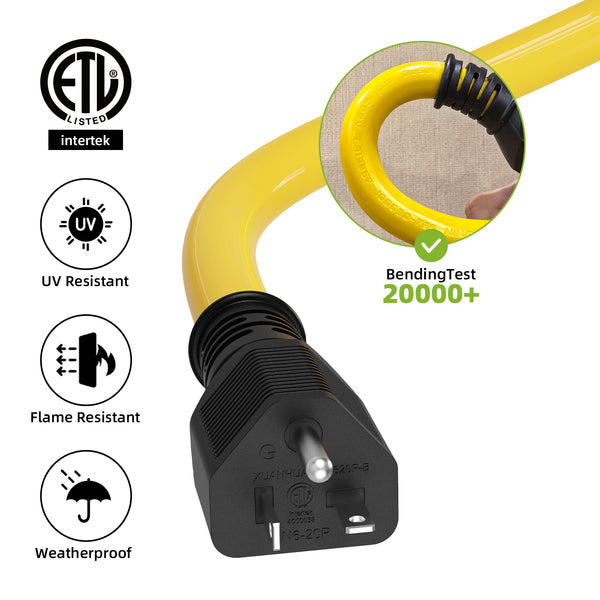 Portvoi 20Amp NEMA 6-20P to 2X 6-20R Y Splitter for EV Air Conditioner