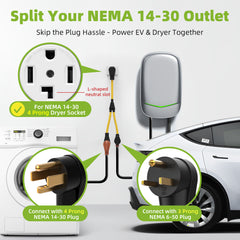 30 Amp Dryer Y Splitter NEMA 14-30P to 14-30R & 6-50R Power Adapter Cord