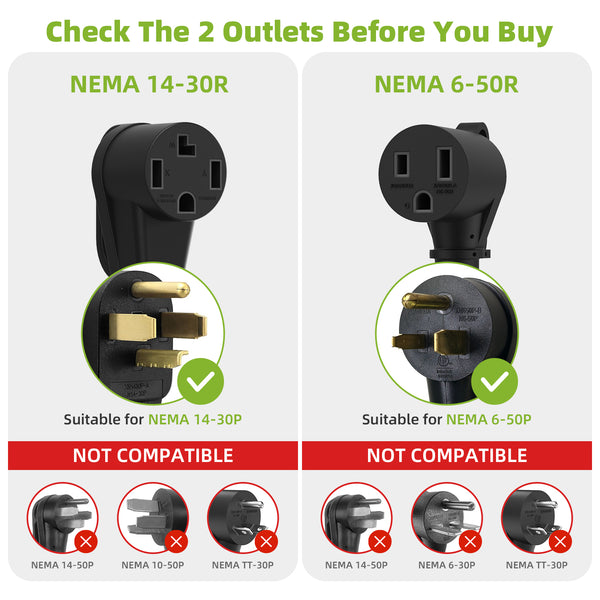 30 Amp Dryer Y Splitter NEMA 14-30P to 14-30R & 6-50R Power Adapter Cord