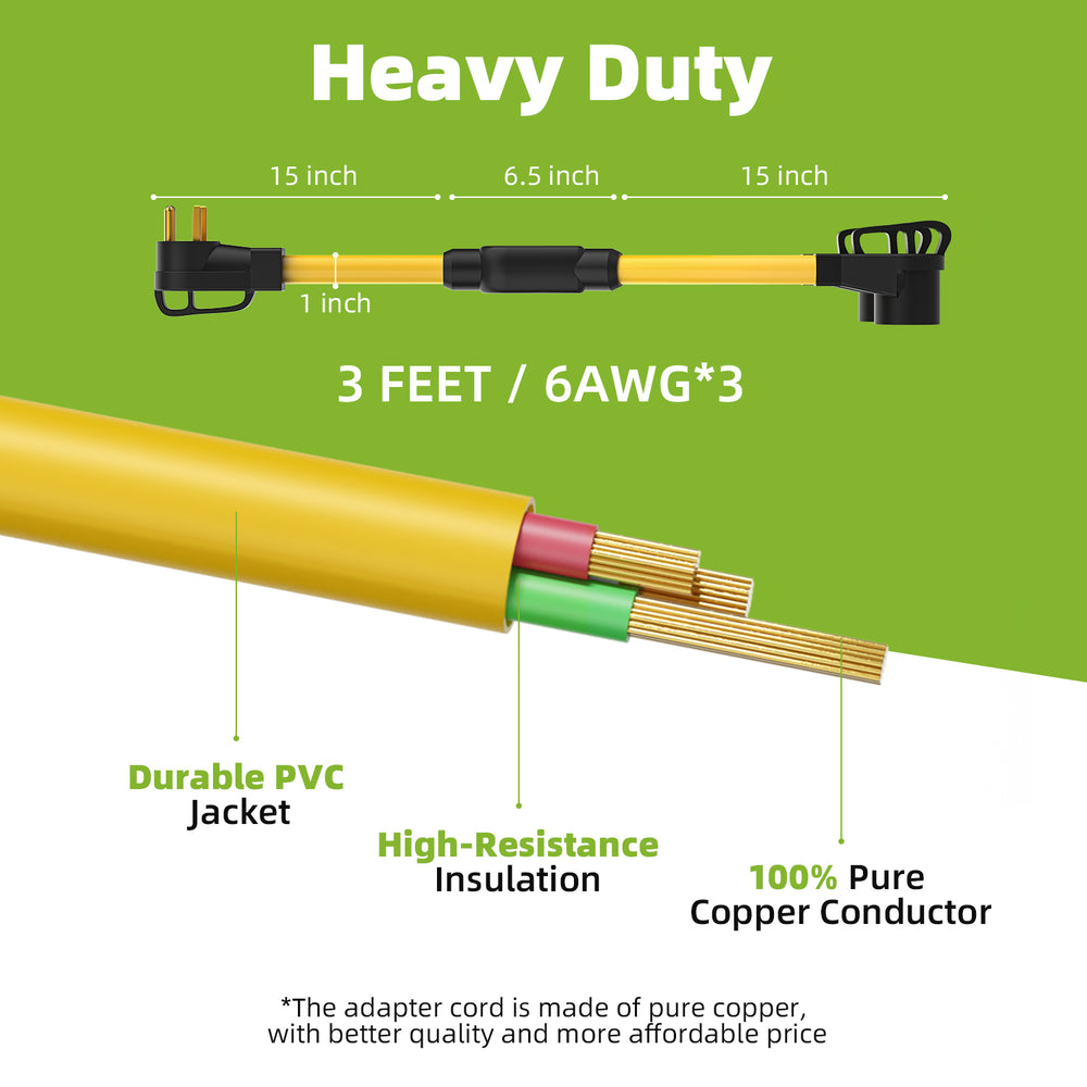 50 Amp Welder Splitter Adapter Cord, 3 Prong 250V NEMA 6-50 Male Plug to 2X 6-50R with Grip Handle, ETL Listed Heavy Duty STW 6 AWG 3FT Extesion Cord Splitter for Welder EV Charger