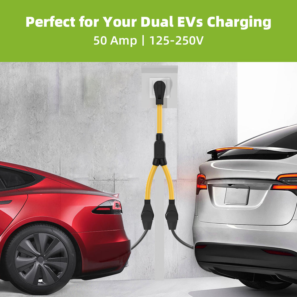 50 Amp Welder Splitter Adapter Cord, 3 Prong 250V NEMA 6-50 Male Plug to 2X 6-50R with Grip Handle, ETL Listed Heavy Duty STW 6 AWG 3FT Extesion Cord Splitter for Welder EV Charger