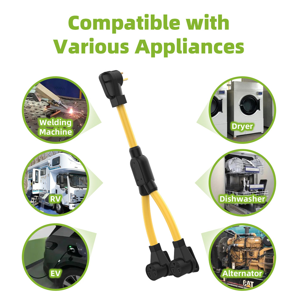 50 Amp Welder Splitter Adapter Cord, 3 Prong 250V NEMA 6-50 Male Plug to 2X 6-50R with Grip Handle, ETL Listed Heavy Duty STW 6 AWG 3FT Extesion Cord Splitter for Welder EV Charger