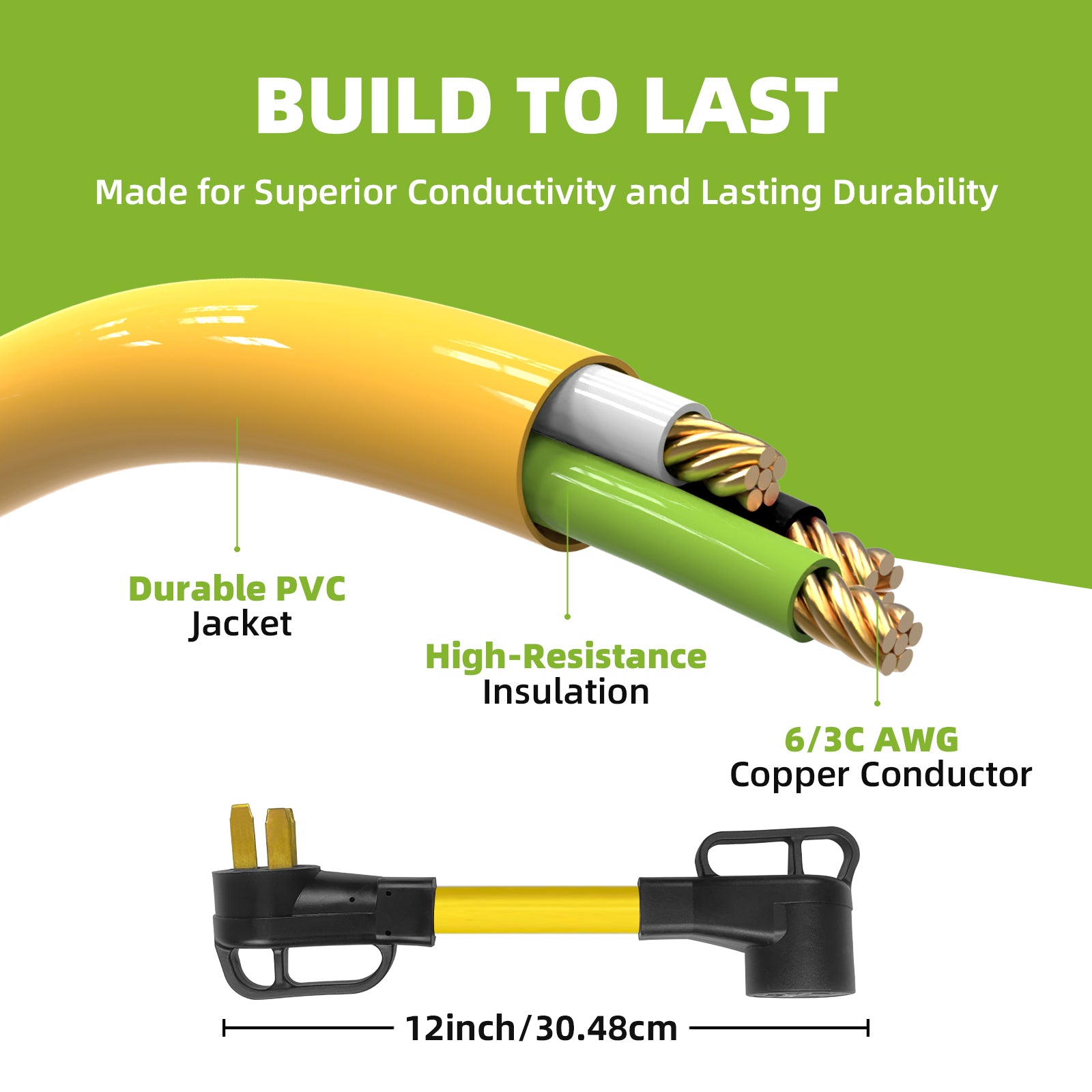 Portvoi 50 Amp Stove Plug Adapter Cord to Welder, NEMA 10-50P to 6-50R For Welder Plasma Cutter EV Charger