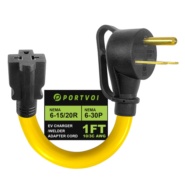Portvoi 30 Amp NEMA 6-30P to 6-20/15R & 5-20/15R Adapter Cord