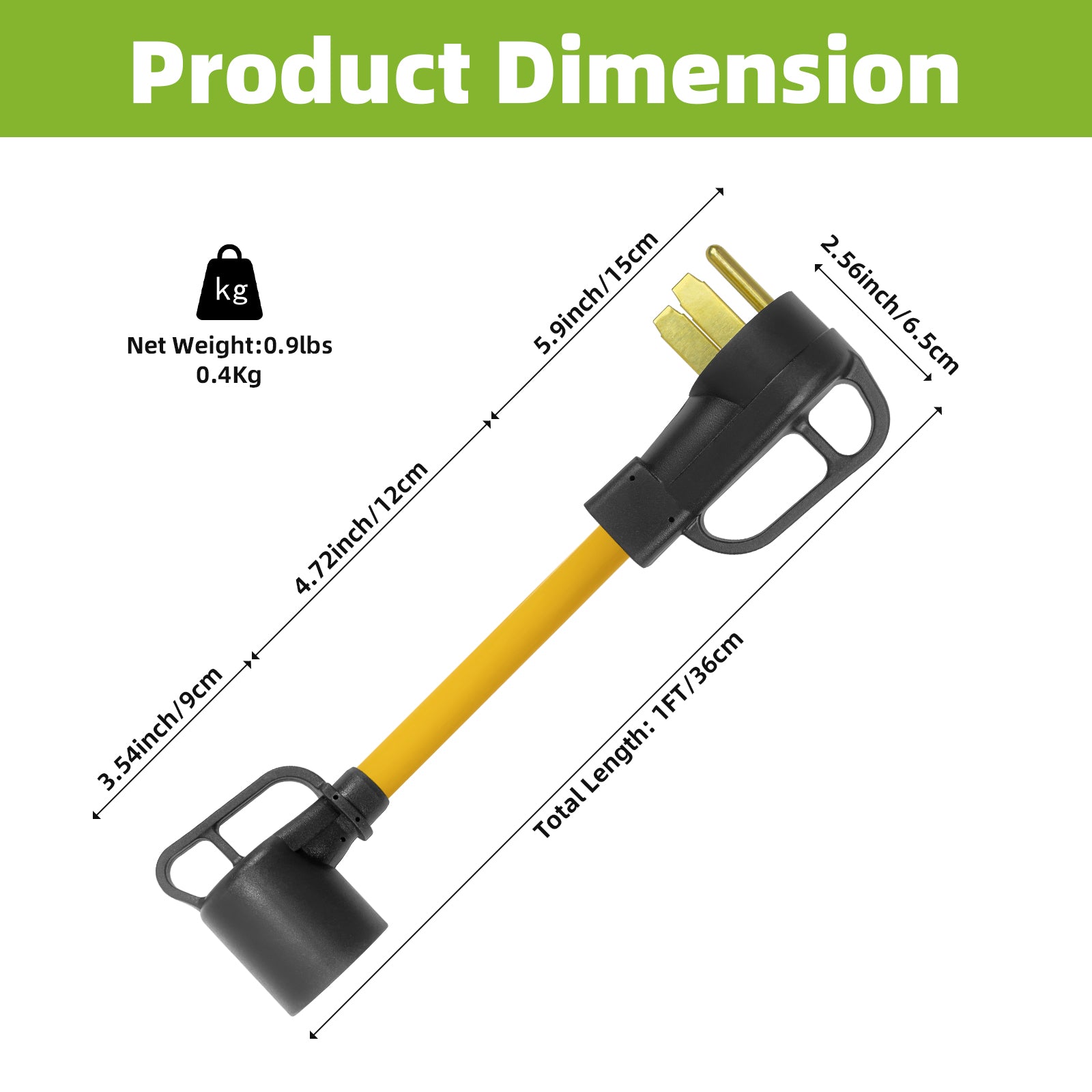 NEMA 14-50P to 6-30R Dryer Adapter