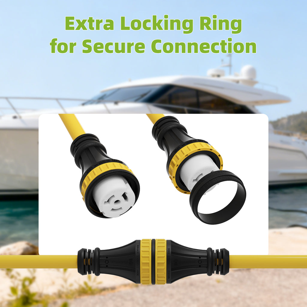NEMA 2X L5-30P to SS2-50R Marine Shore Power Adapter Cord