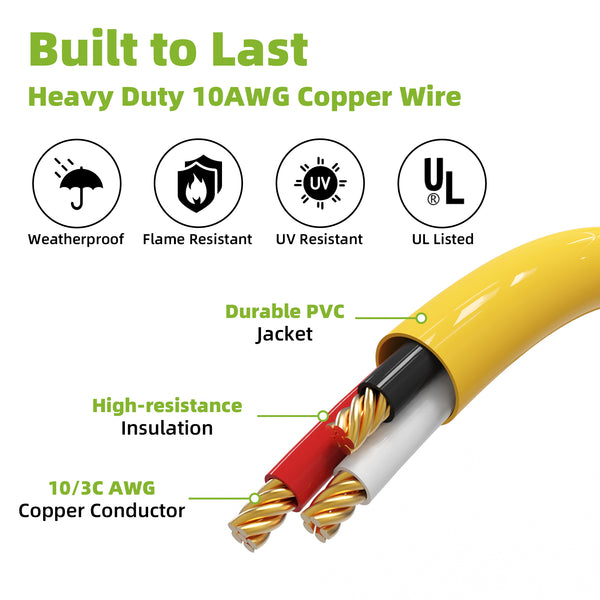 NEMA 10-30P to 14-50R EV & RV Adapter Cord with 8 ft Ground Wire