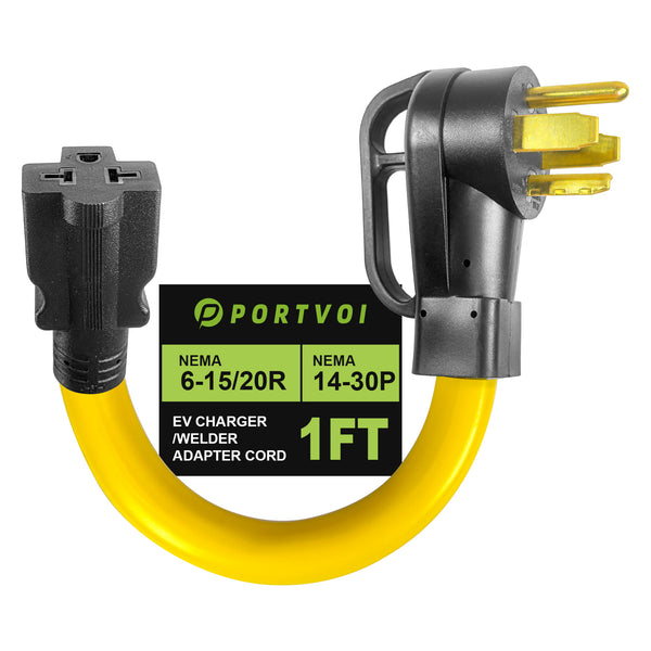 NEMA 14-30P to 6-20/15R & 5-20/15R Dryer Adapter Cord