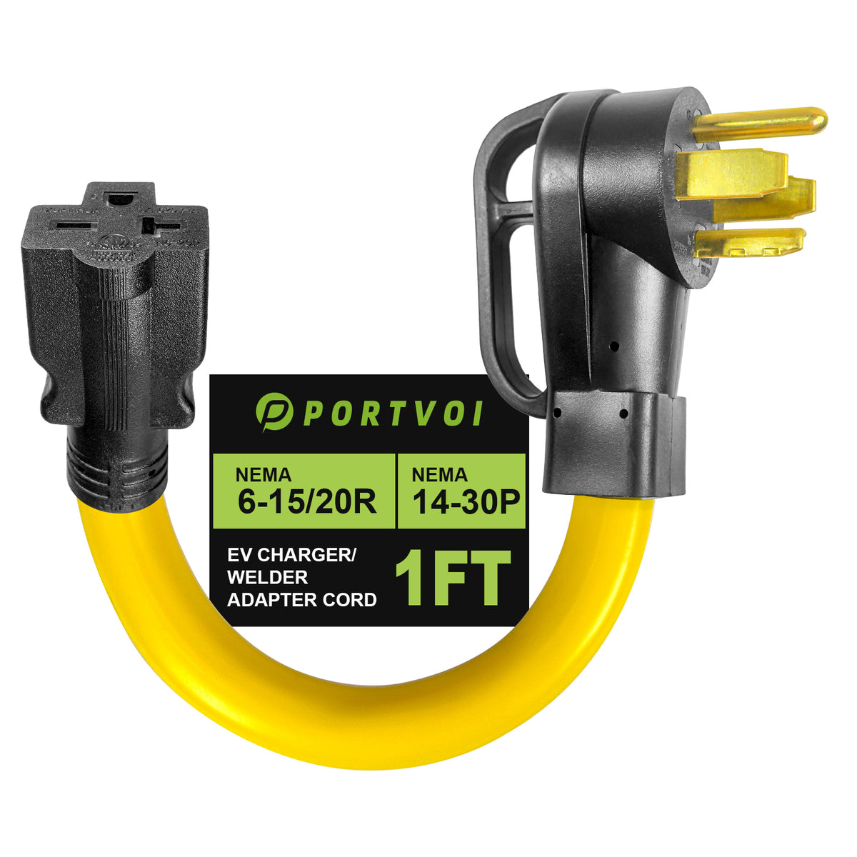 Portvoi NEMA 14-30P to 6-20/6-15R, 30Amp to 20/15Amp Adapter Cord