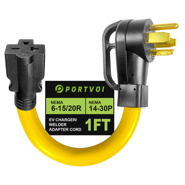 Portvoi NEMA 14-30P to 6-20/6-15R, 30Amp to 20/15Amp Adapter Cord