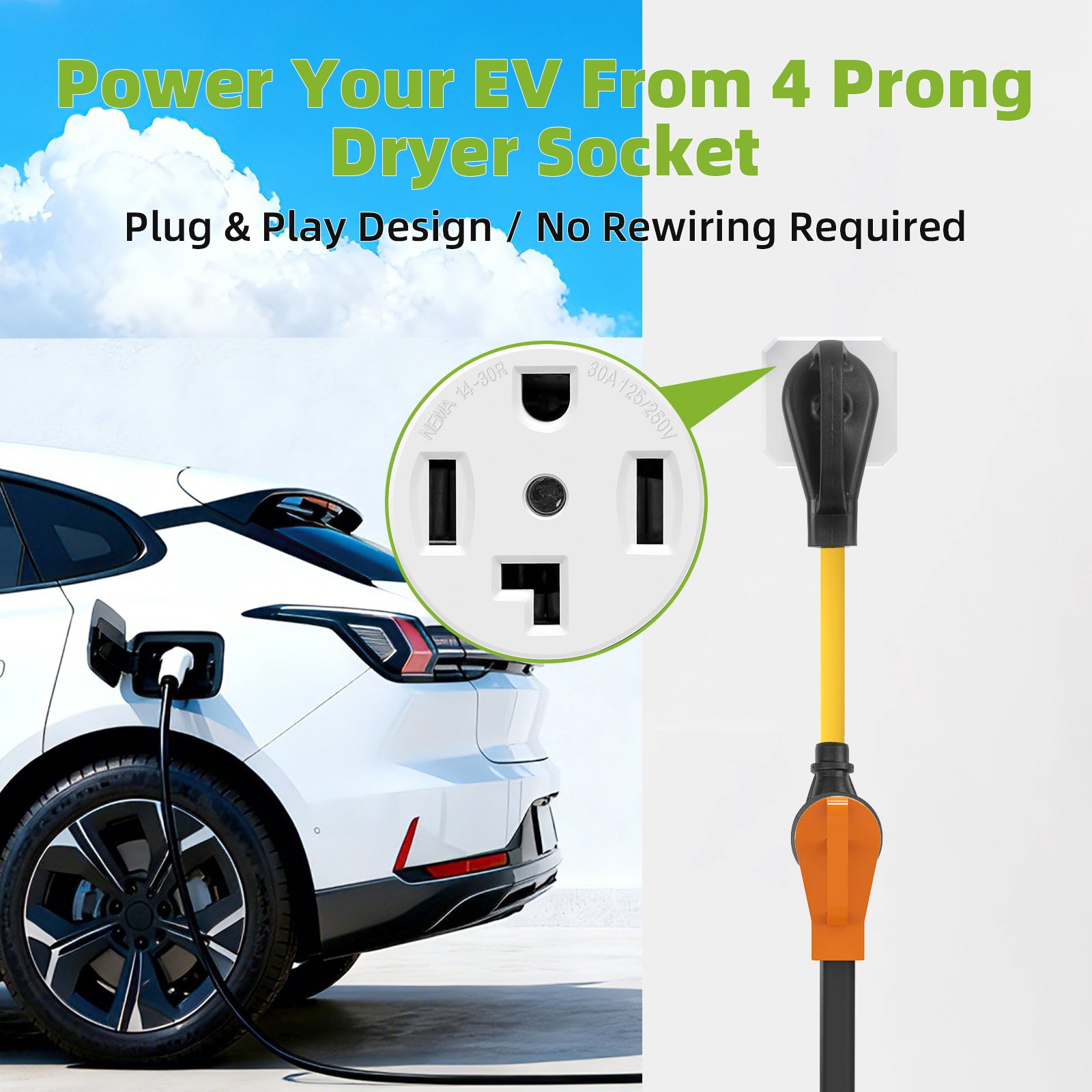 NEMA 14-30P to 6-50R Welder Adapter Cord for Dryer Outlet