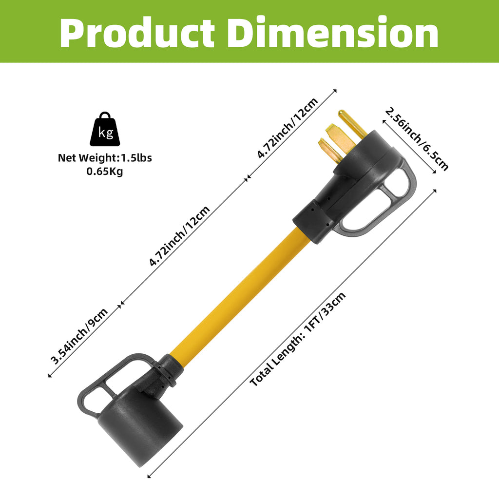 NEMA 14-30P to 6-50R Welder Adapter Cord for Dryer Outlet