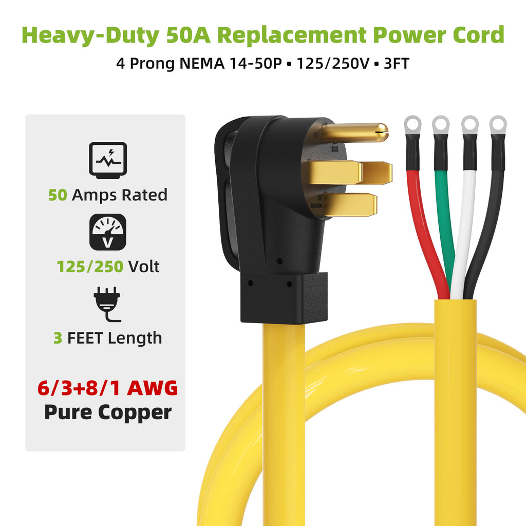 Portvoi NEMA 14-50P Pigtail Power Cord
