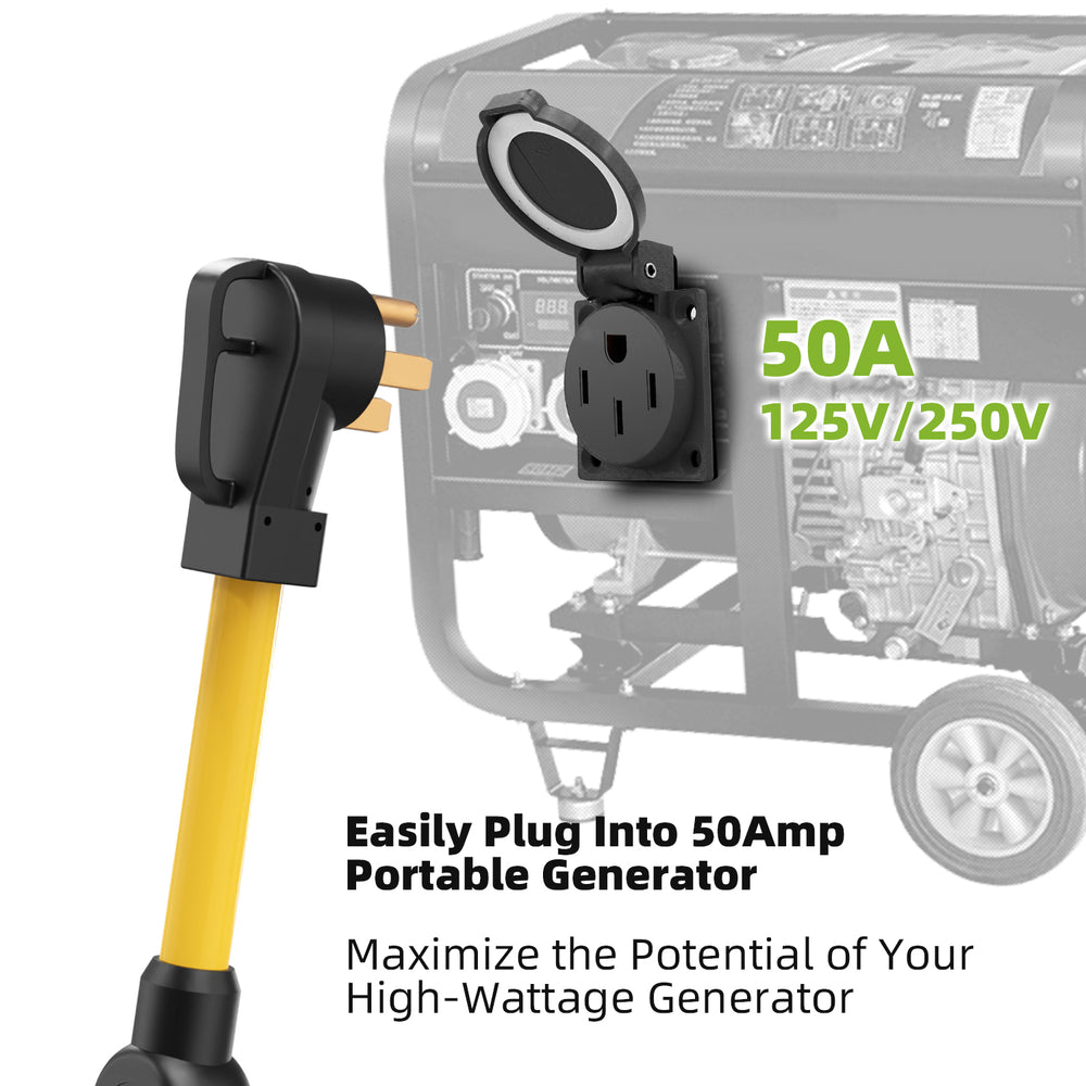 Portvoi 50Amp NEMA14-50 Y Splitter Easily Plug into 50A Portable Generator