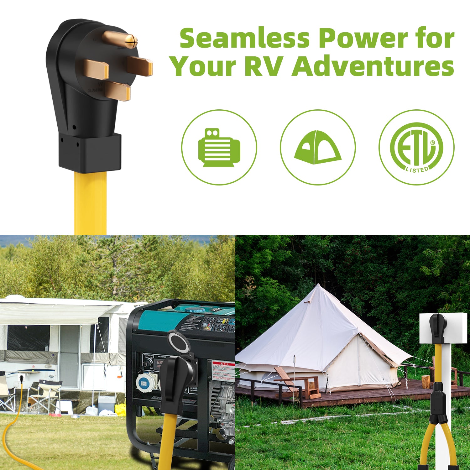 Portvoi 50Amp NEMA14-50 Y Splitter Seamless Power For RV Adventures