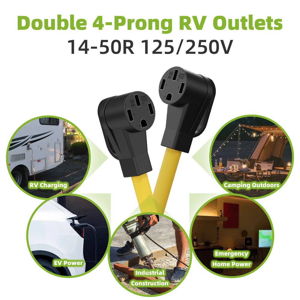 Portvoi 50Amp NEMA14-50 Y Splitter Perfect For RV/EV Charging 4 Prong 