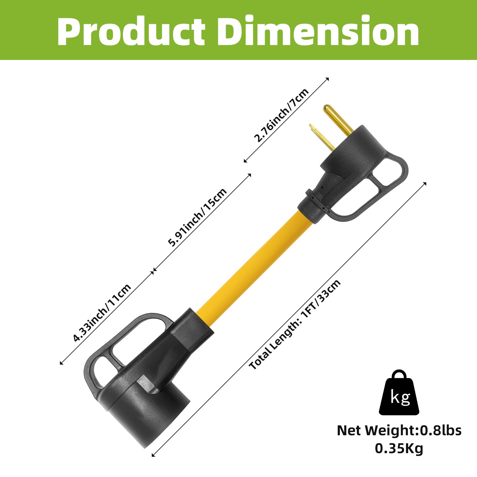 NEMA 6-30P to 14-50R EV Charger Adapter Cord for Level 2 Charging