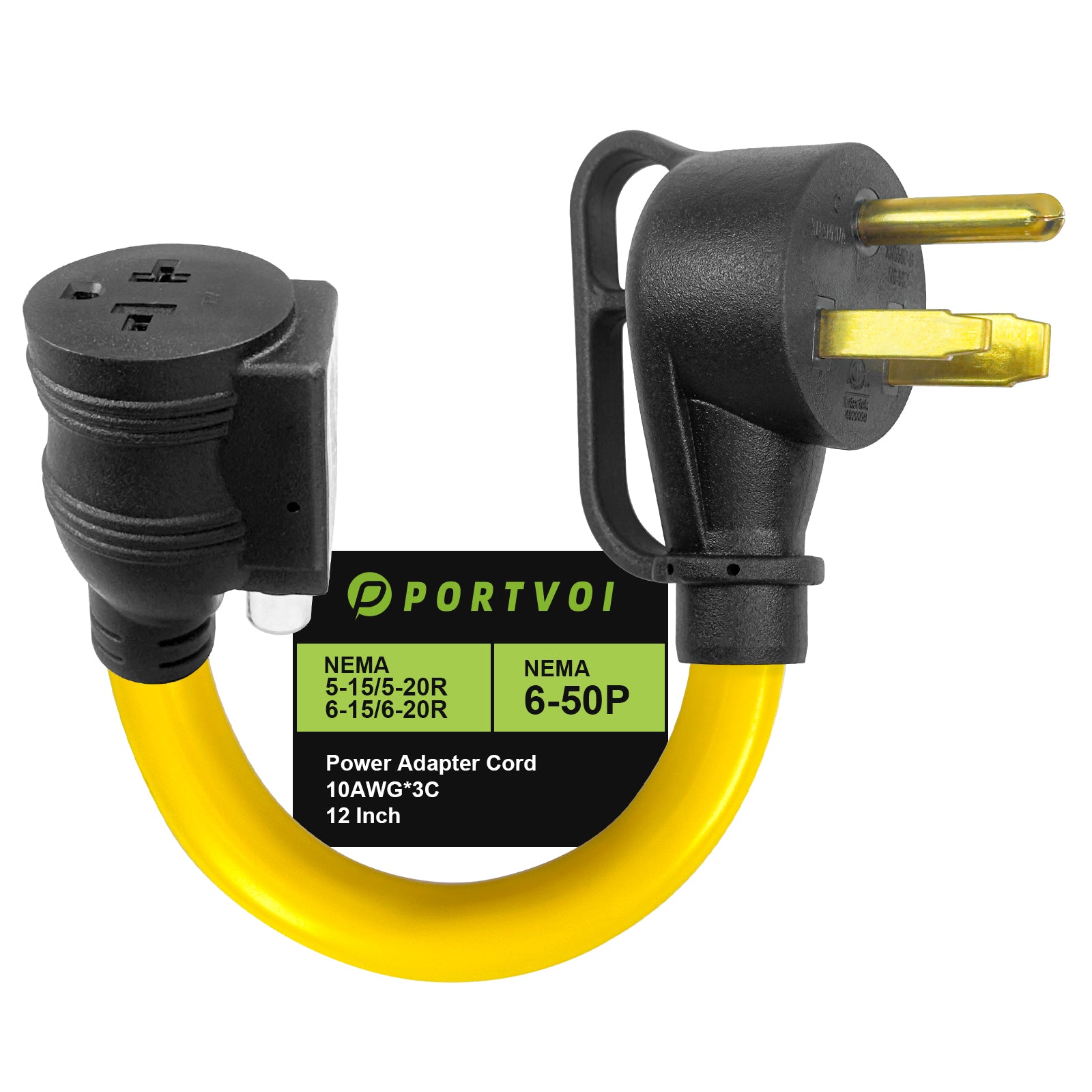 NEMA 6-50P to 6-20/15R or 5-20/15R EV Charger Adapter with Built-in Breaker