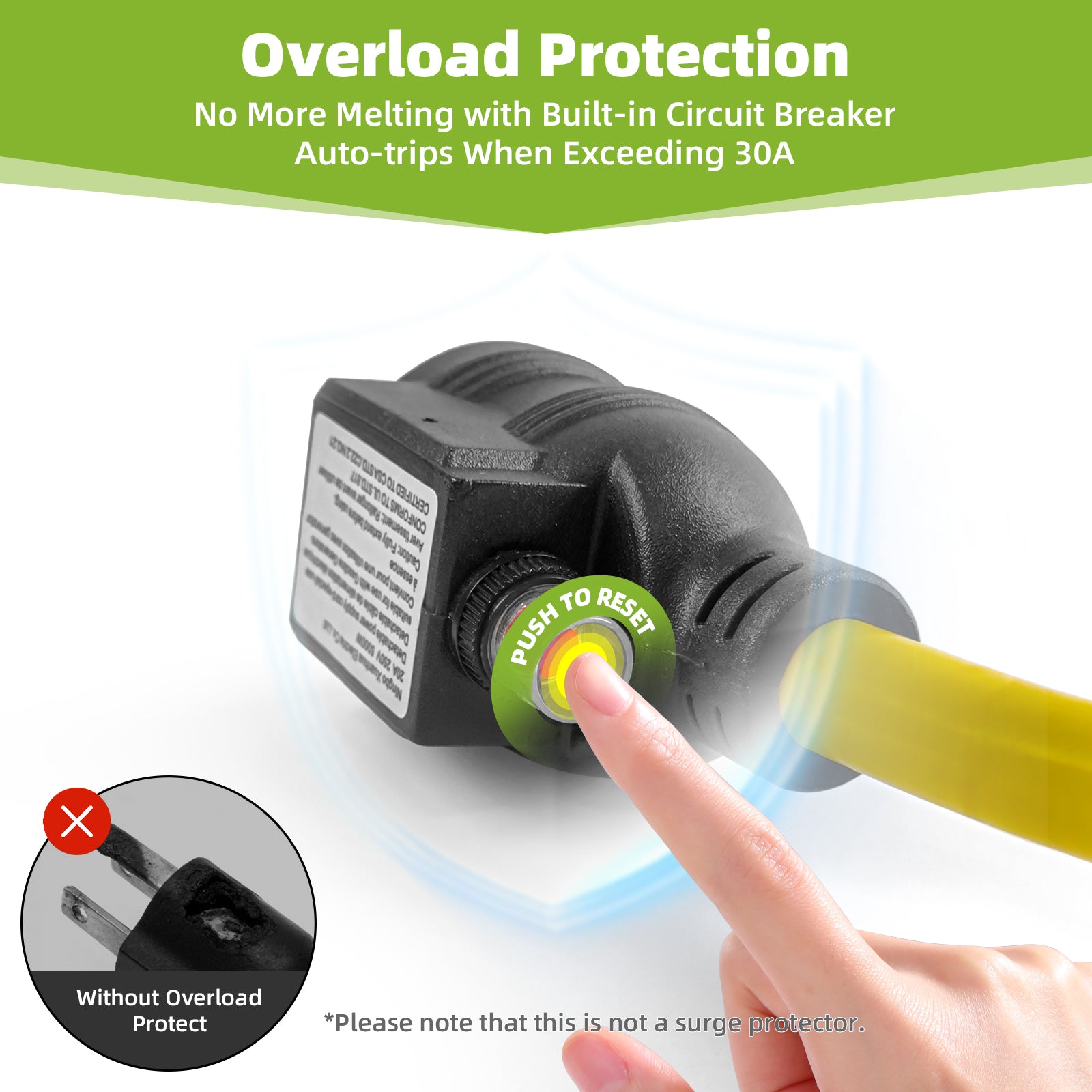 NEMA 6-50P to 6-20/15R or 5-20/15R EV Charger Adapter with Built-in Breaker