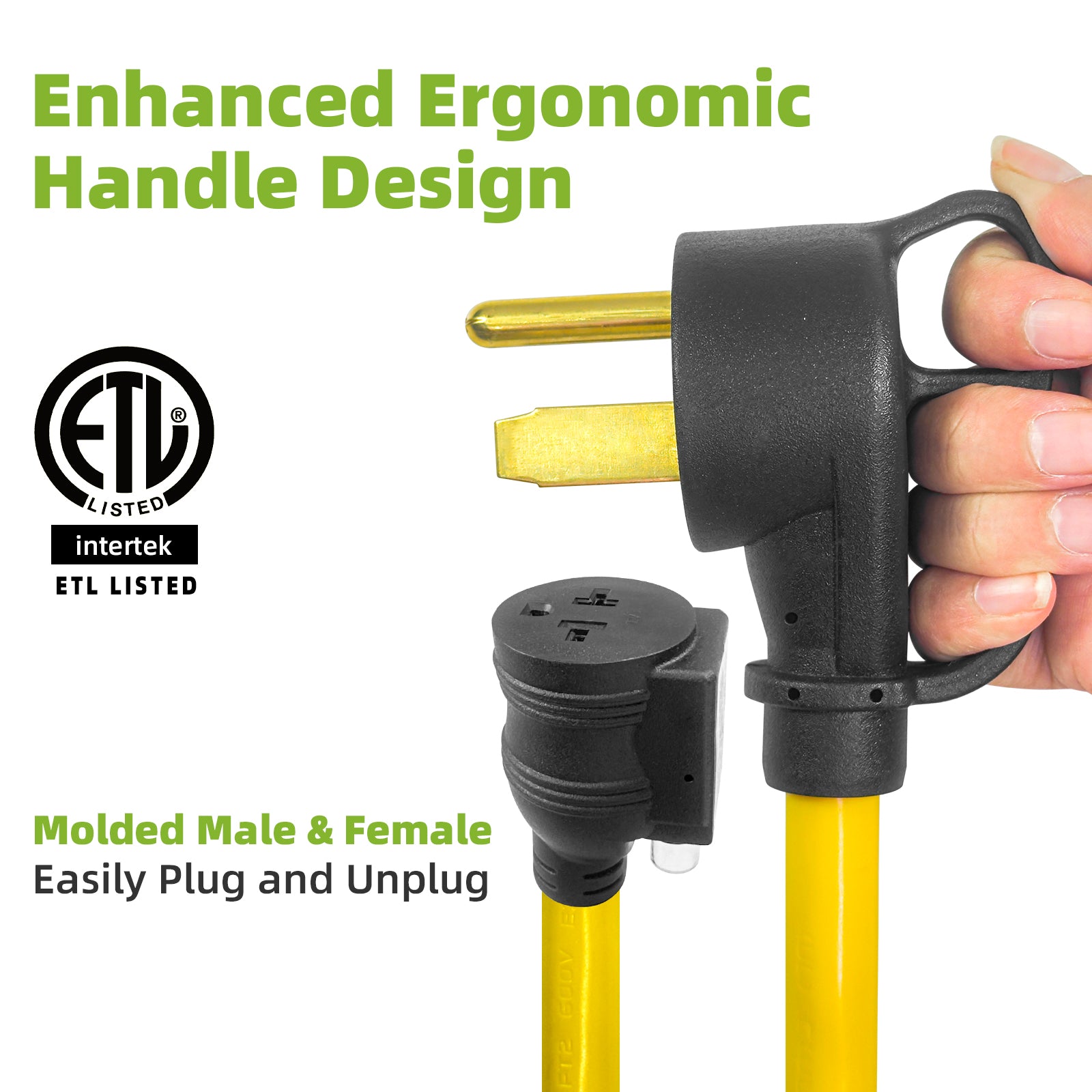 NEMA 6-50P to 6-20/15R or 5-20/15R EV Charger Adapter with Built-in Breaker