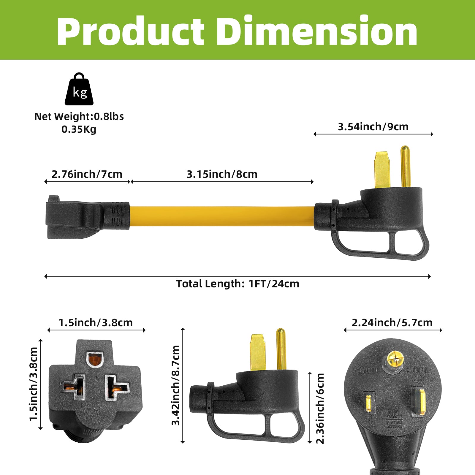 NEMA 6-50P to 6-20/15R or 5-20/15R Welder EV Adapter Cord