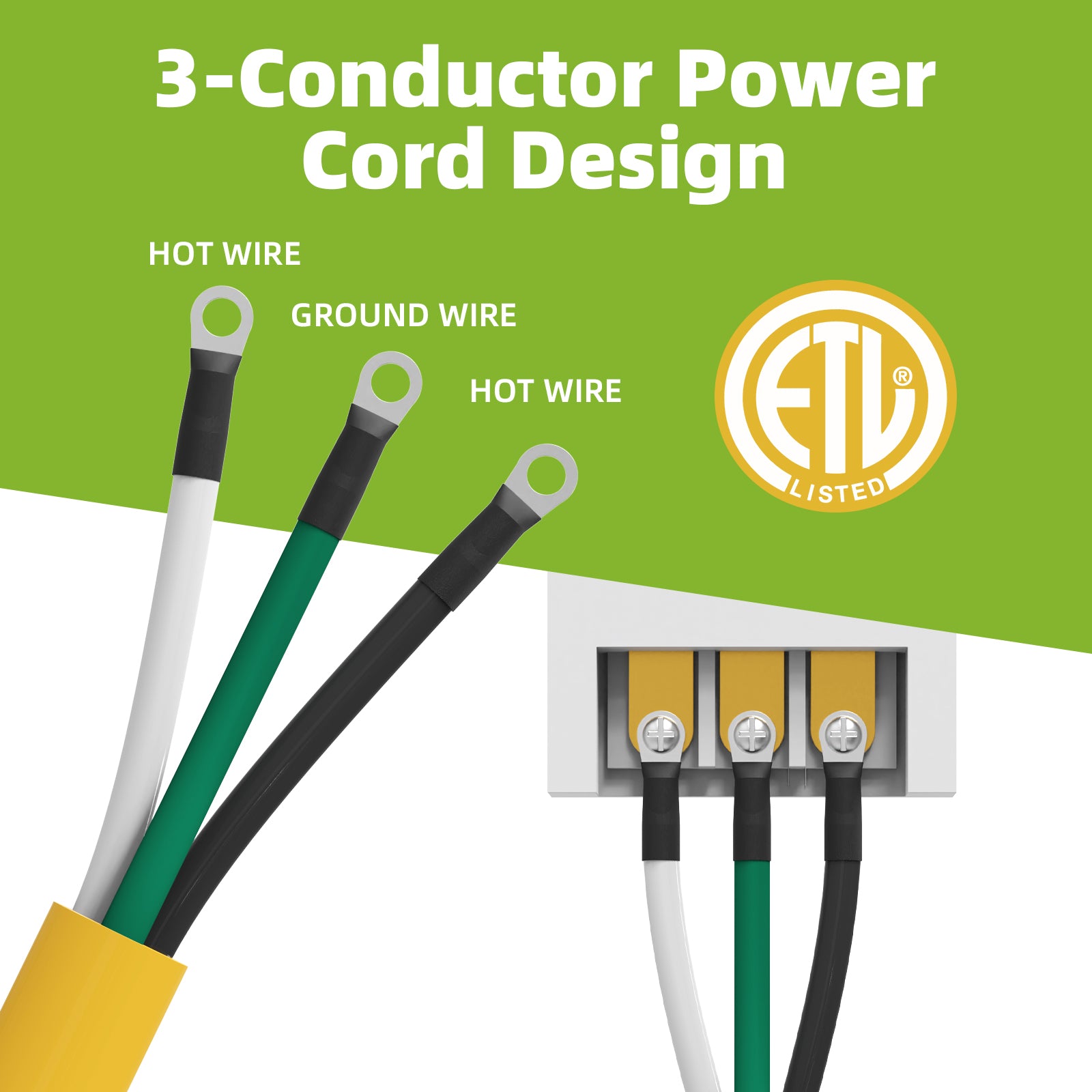Portvoi NEMA 6-50 Welder Replacement Power Cord with Bare End 10AWG