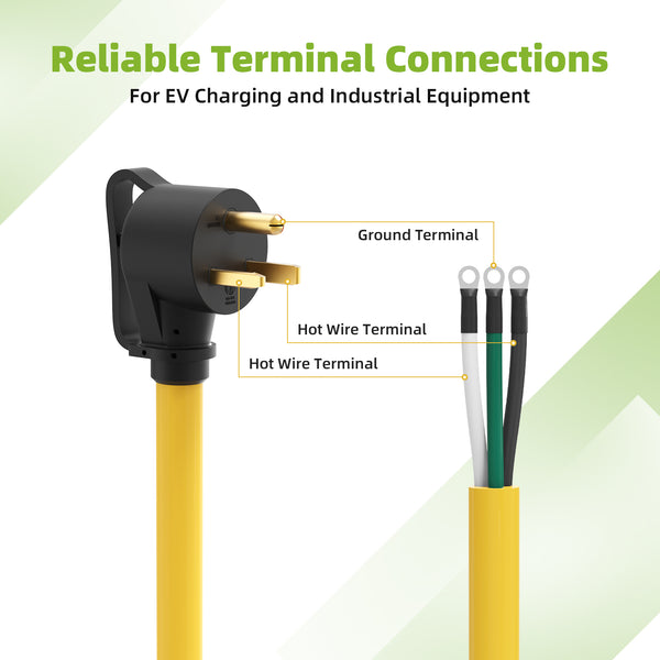 Portvoi NEMA 6-50 Welder Replacement Power Cord with Bare End 10AWG
