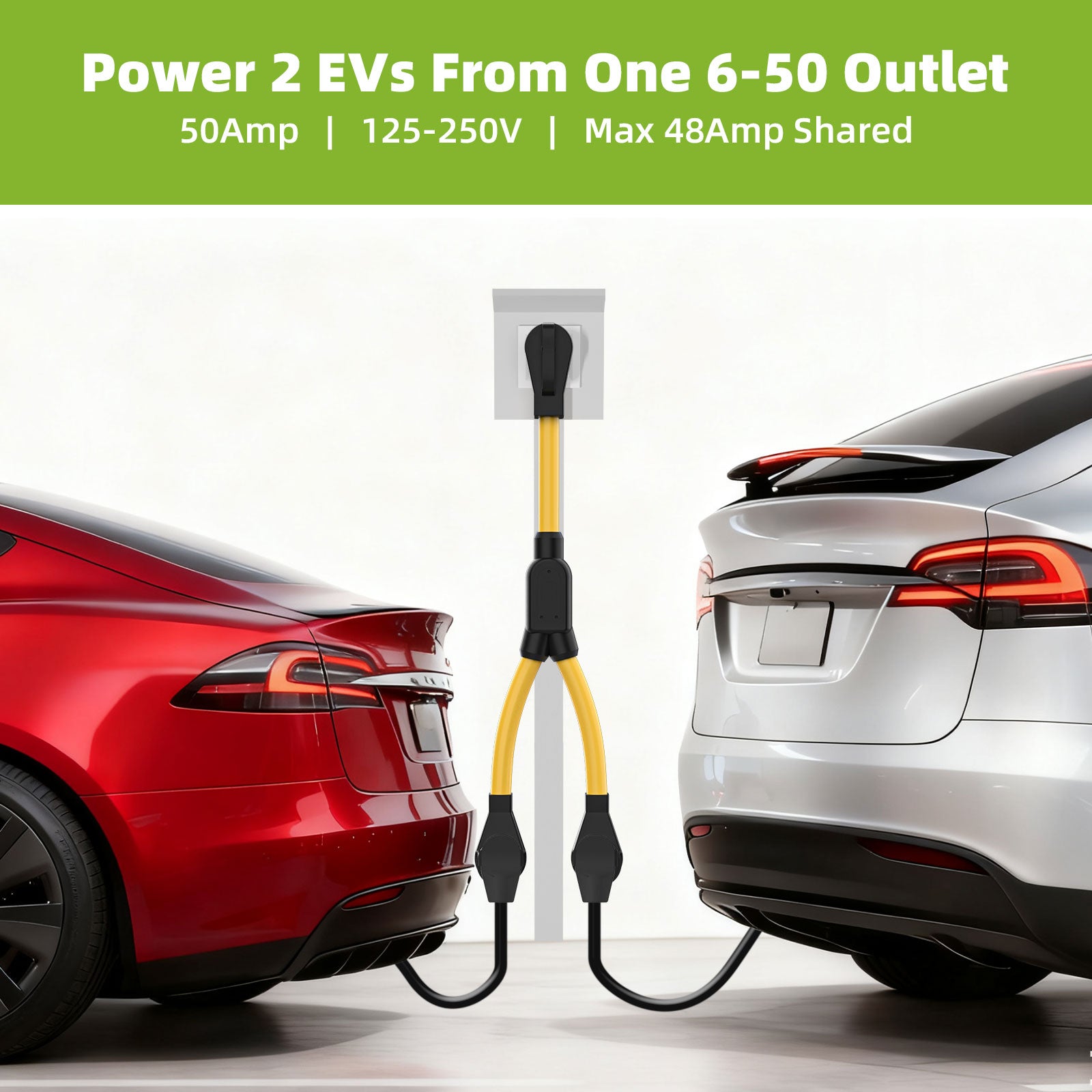 Portvoi NEMA 6-50 Y Splitter, 50Amp 250V Extension Cord For Welder/ Level 2 EV Charger