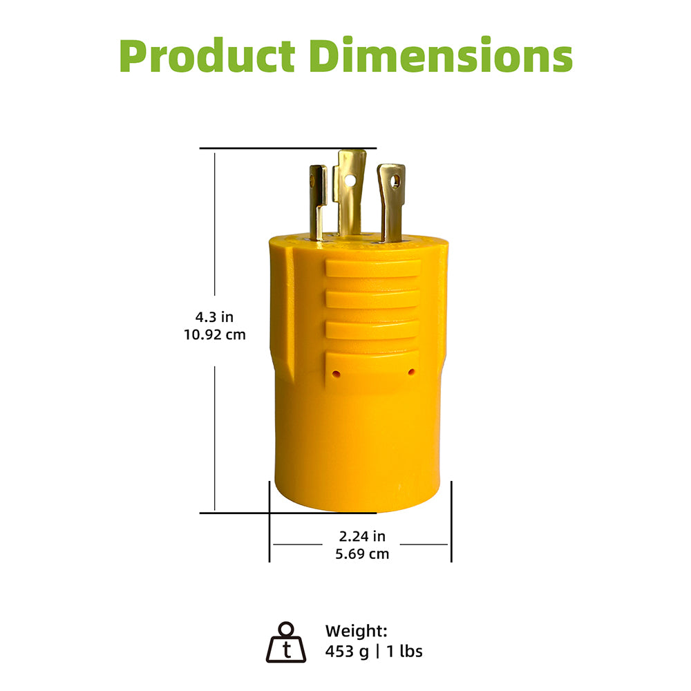 Portvoi NEMA L5-30P to 5-15R, 5-20R, 6-15R,6-20R RV Generator Adapter Marine 30 Amp to 15 Amp Household Regular Inlet Connector