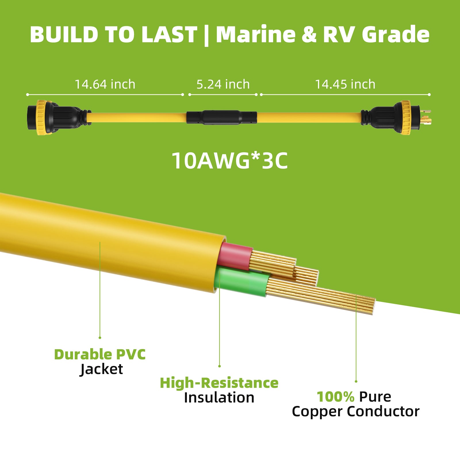 NEMA L5-30P to Dual L5-30R Marine Shore Power Splitter Cord