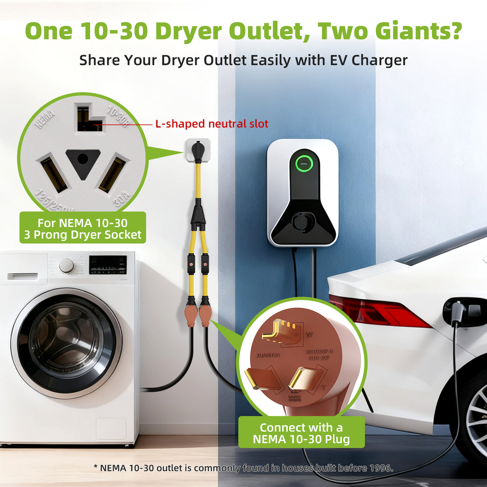 Portvoi NEMA 10-30 Extension Cord with Built-in Circuit Breakers, NEMA 10-30P to (2)10-30R Y Receptacle - 4