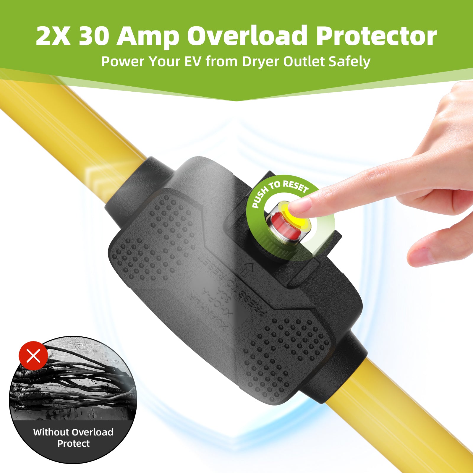 Portvoi NEMA 10-30 Extension Cord with Built-in Circuit Breakers, NEMA 10-30P to (2)10-30R Y Receptacle - 5