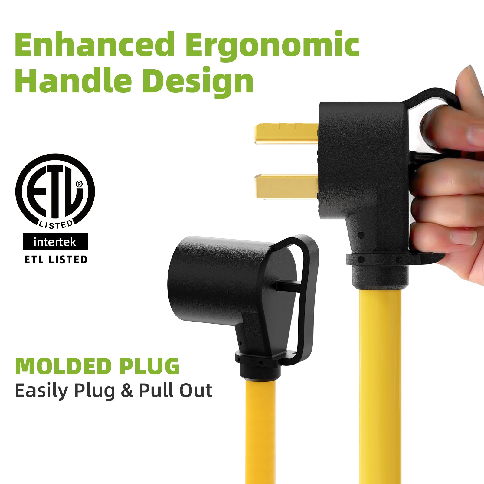 Portvoi NEMA 10-30 Extension Cord with Built-in Circuit Breakers, NEMA 10-30P to (2)10-30R Y Receptacle - 6